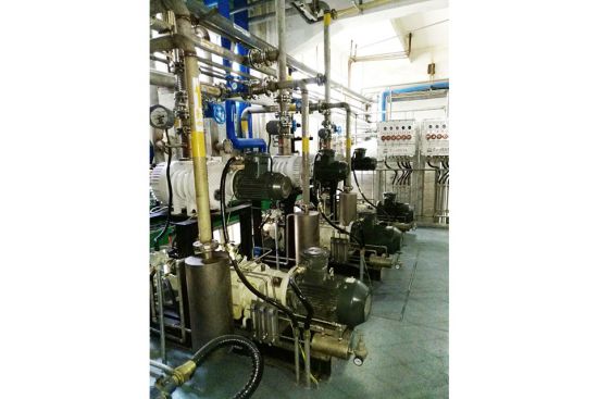 國內(nèi)某新能源行業(yè)羅茨螺桿真空機(jī)組使用現(xiàn)場